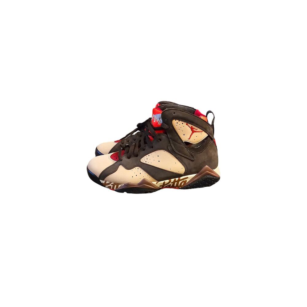 Jordan Athletic Shoes in Cream and Brown with Red Accents